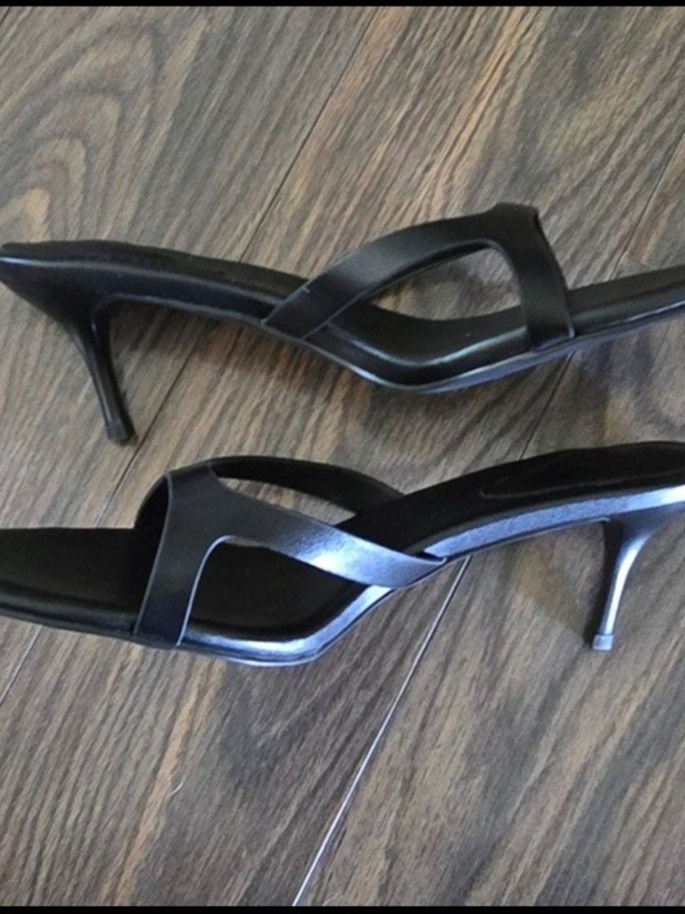 Black Women's Strappy Kitten Heel Sandals 9.5
